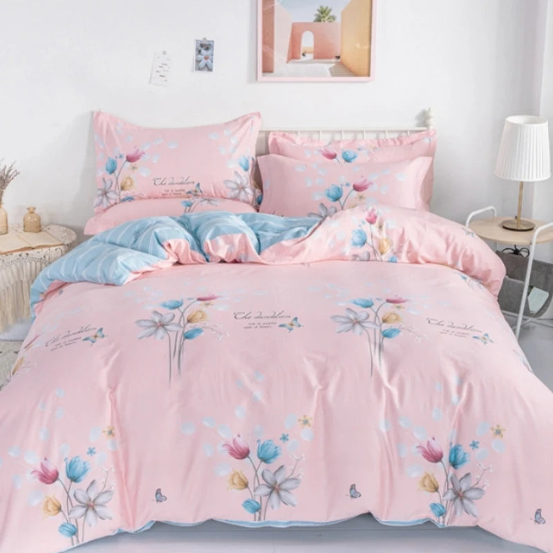 Cotton Duvet Cover Set Flower Printing Cotton Soft Pillowcase Bedding in USA