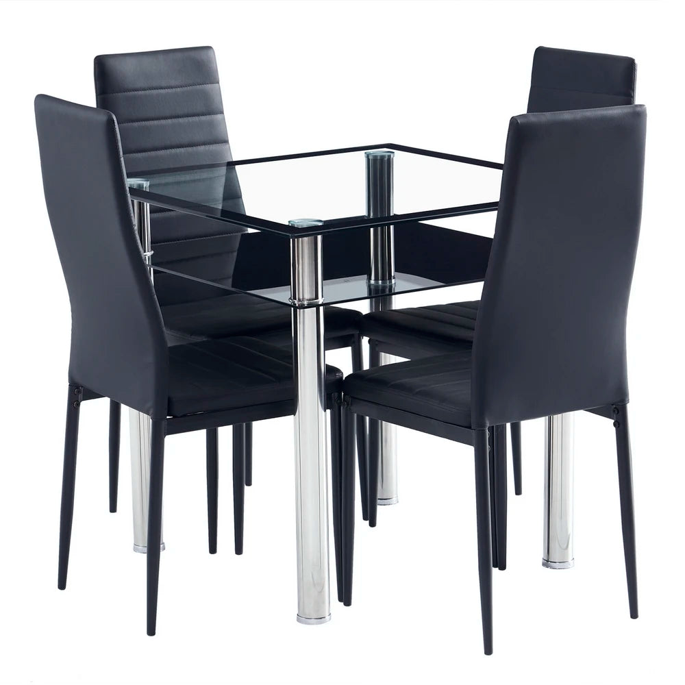 Assembled Stripping Texture Backrest Dining Chairs Black IN USA.