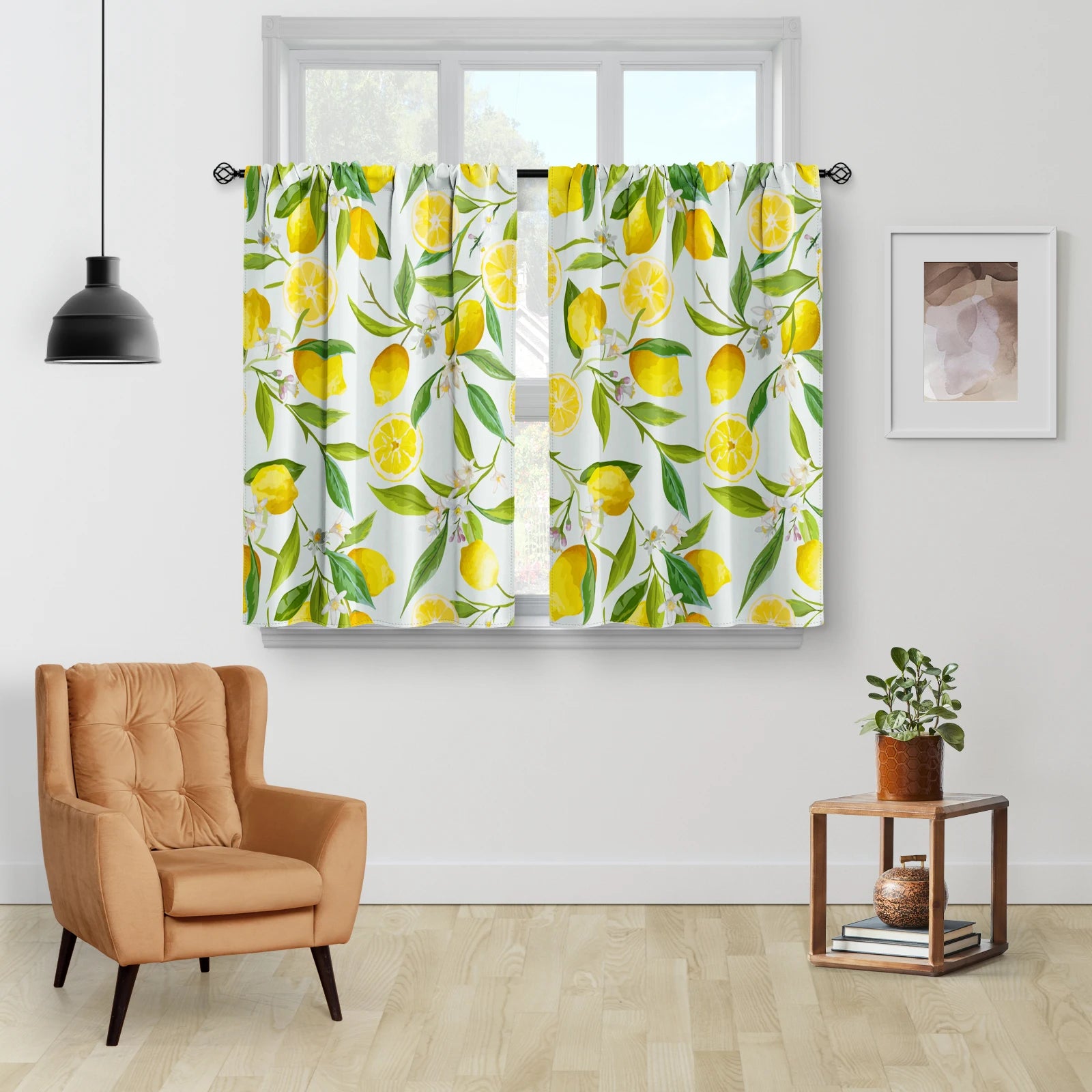 Panels Lemon Kitchen Curtains, Spring Country Farmhouse Rustic in USA