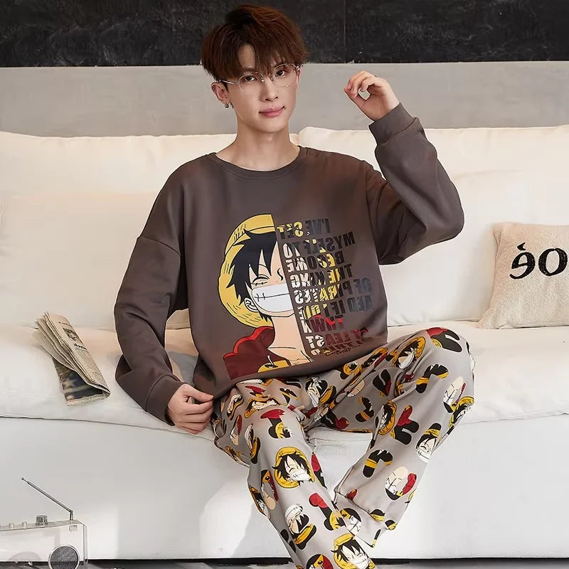 One Piece Pajamas Sets Anime Luffy Soft Comfortable Man in USA