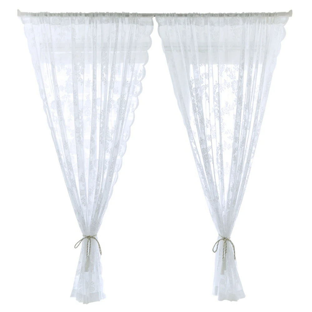 European White Lace Curtain Voile Window Treatments IN USA.