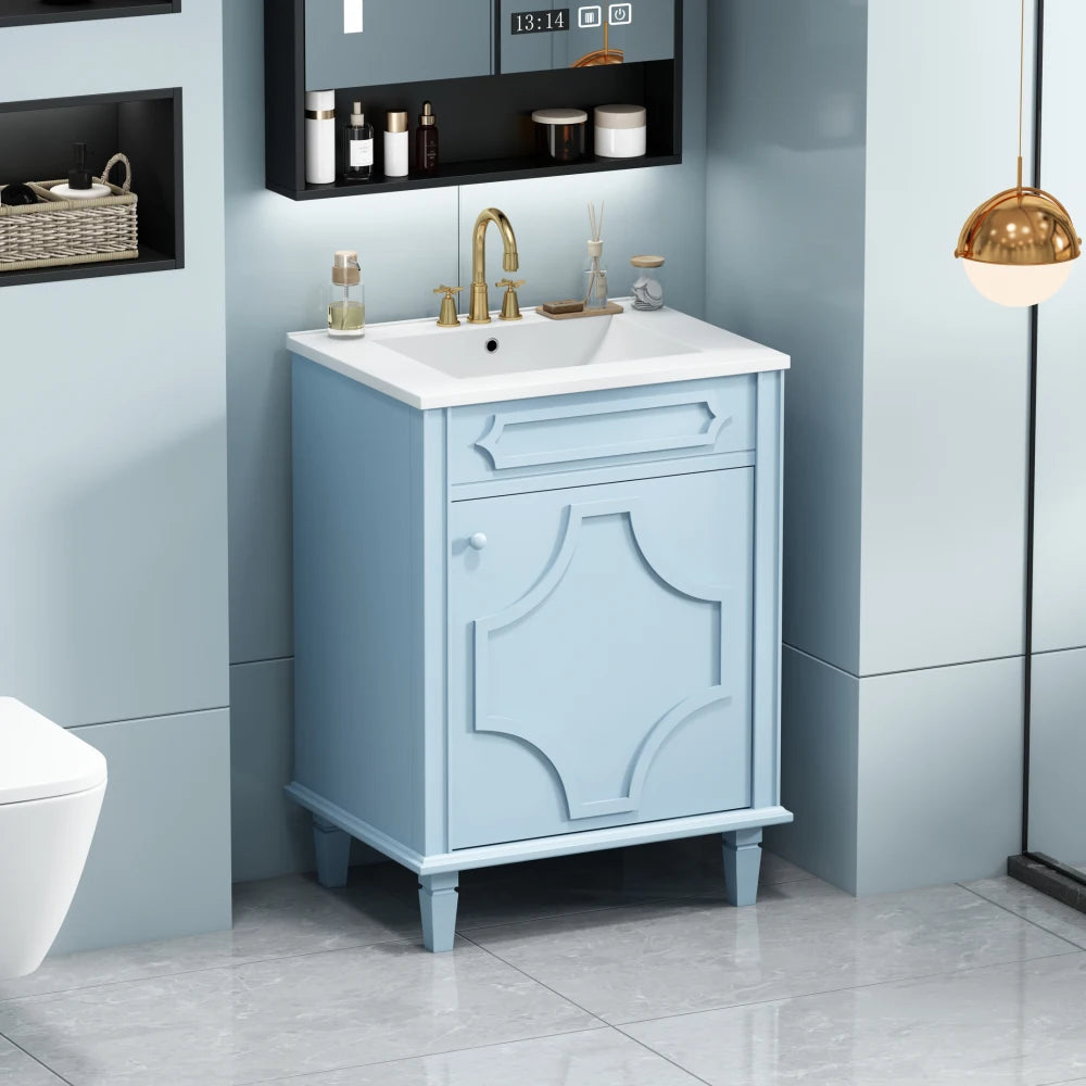 Bathroom Vanity with Ceramic Sink Combo, Modern Freestanding in USA.