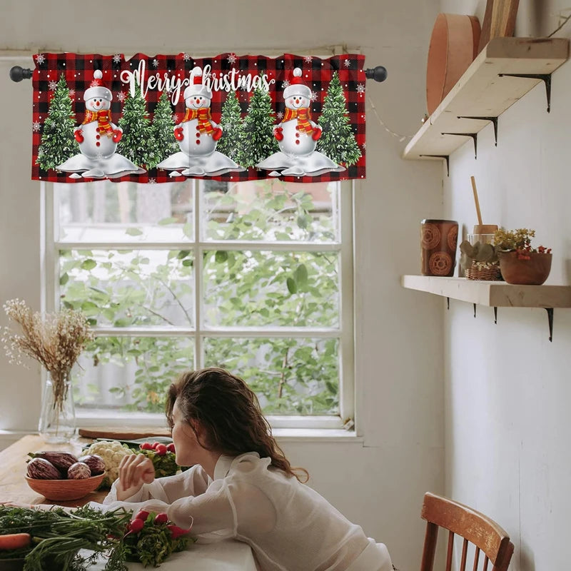 Christmas Window Curtain Christmas Valance Decoration Bedroom in USA