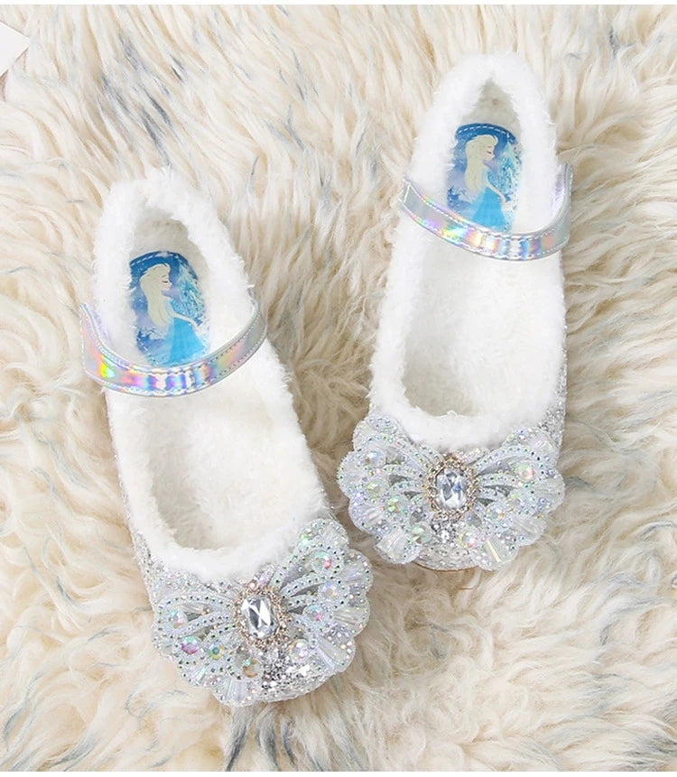 Rhinestone Frozen Elsa Princess Girl Shoes Flat in USA