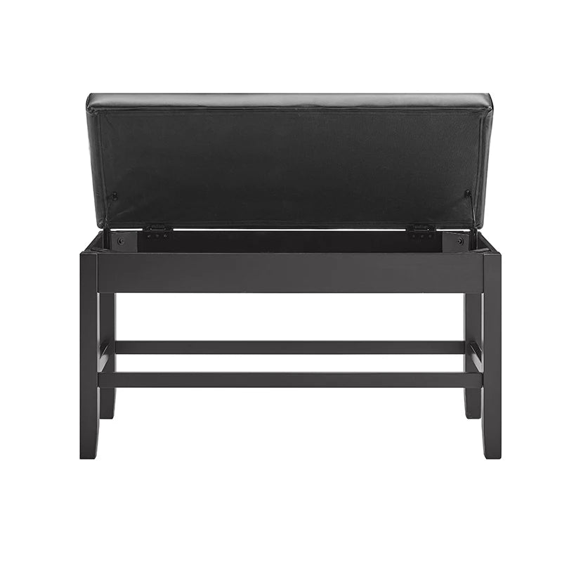 Carrara Storage Counter Black Wooden Dining Bench in USA.