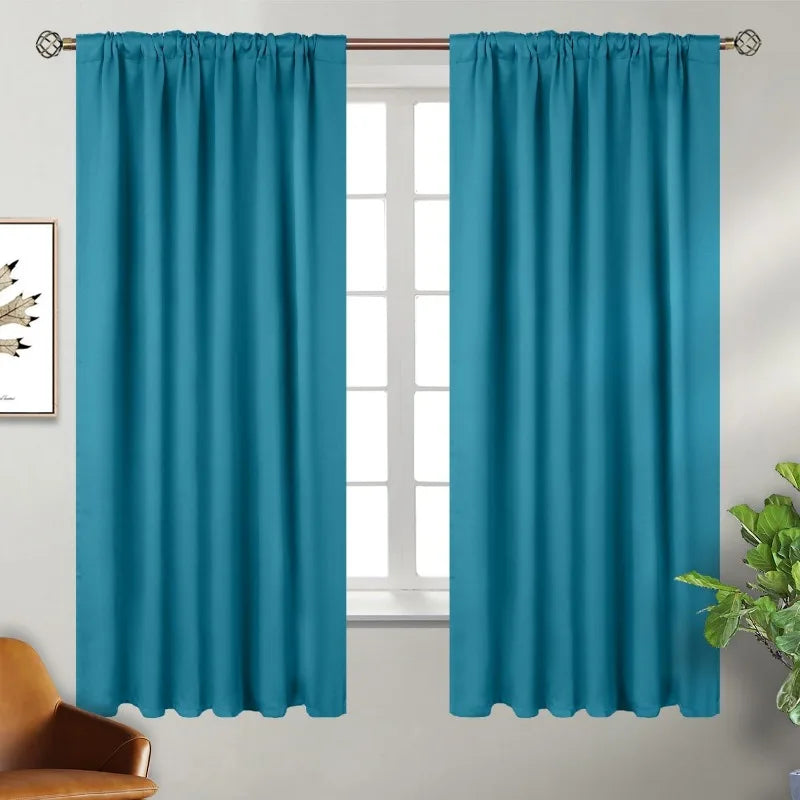 Navy Blue Elegant Blackout Curtains Rod Pocket in USA