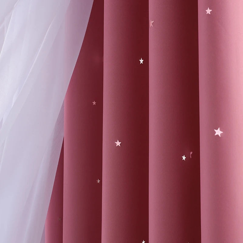 Blue Pink Blackout Kids Curtains for Bedroom Star Curtains in USA