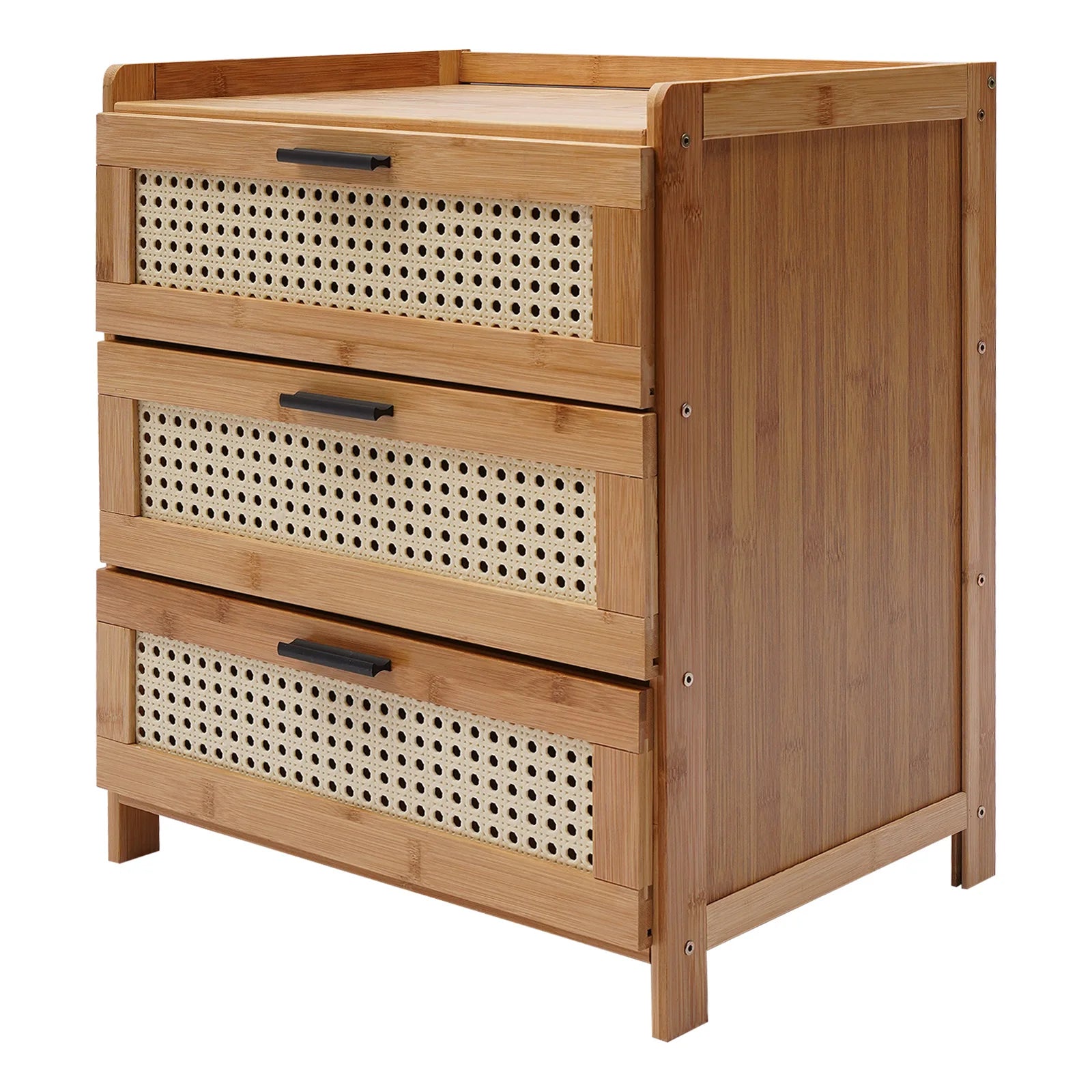 Drawer Modern Bamboo Nightstand Side Table Bedroom IN USA.