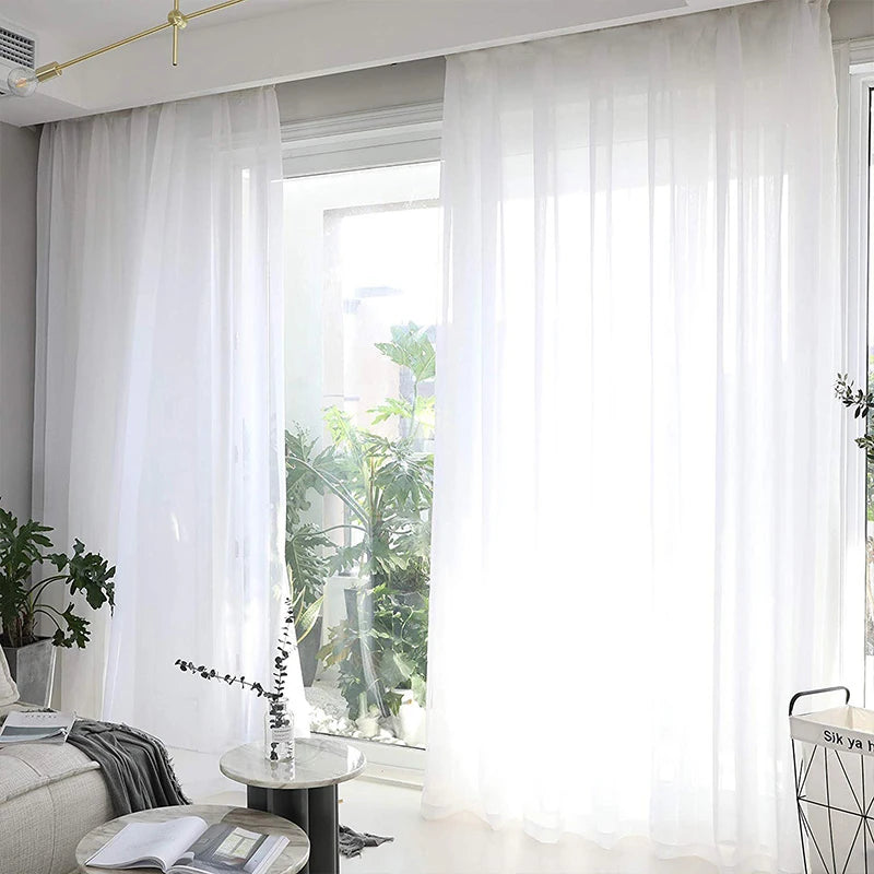 White Sheer Curtains For Living Room Window Voile Tulle IN USA.