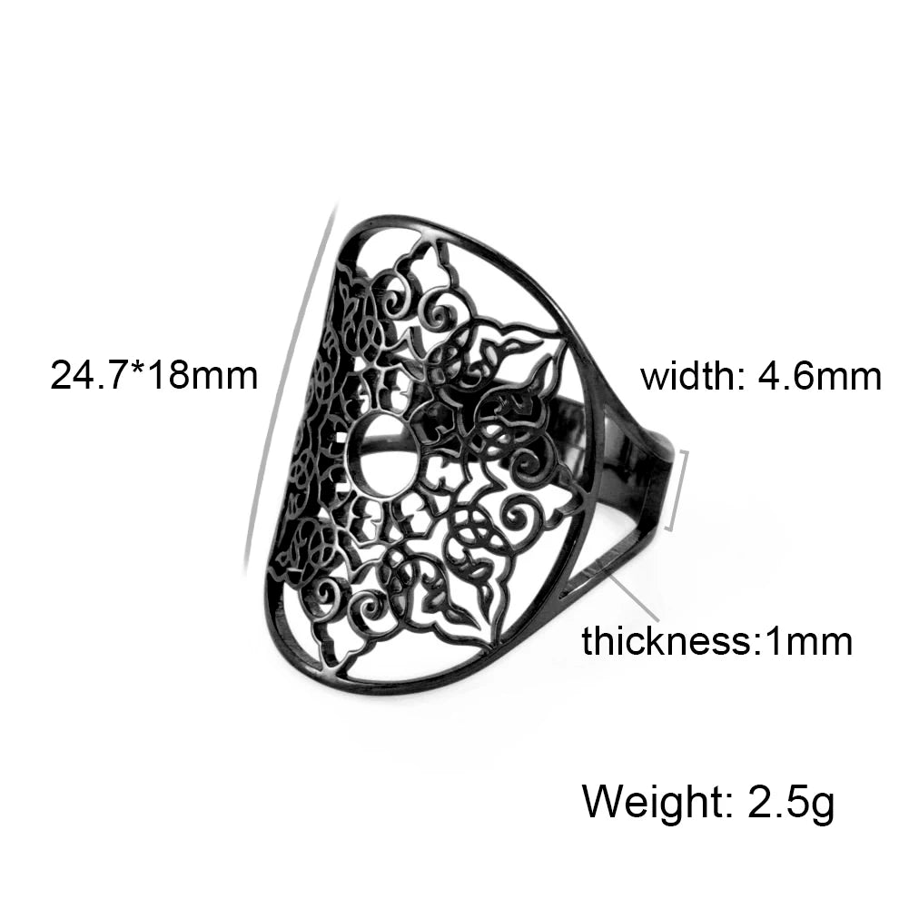 Unift Scared Geometry Flower Life Ring Adjustable Stainless Steel Ring in USA