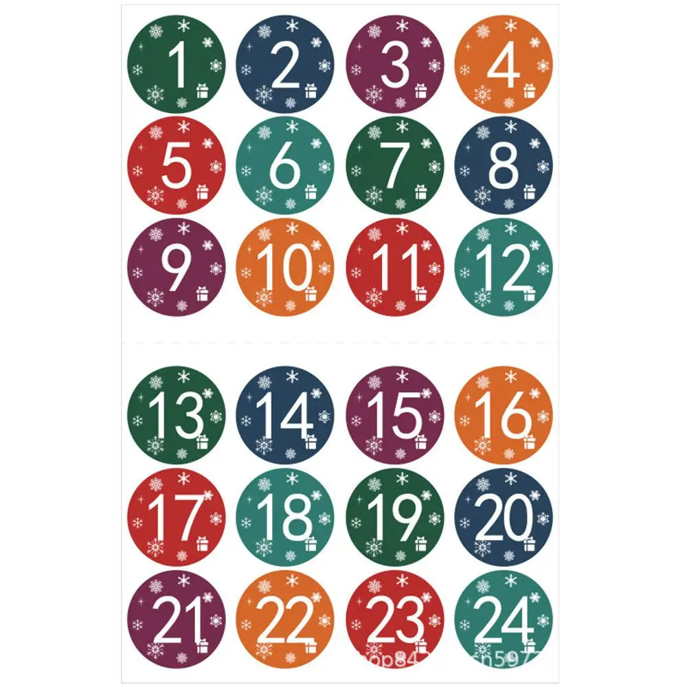 Christmas Gift Stickers Advent Calendar Number Paper