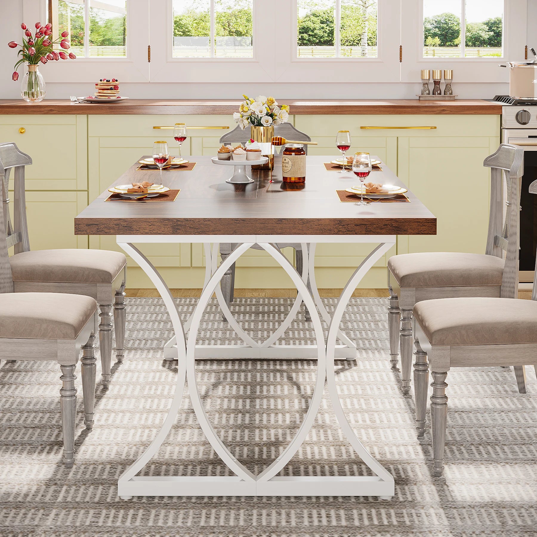 Dining Table, Rectangle Retro Kitchen Table Dinner Table in USA.