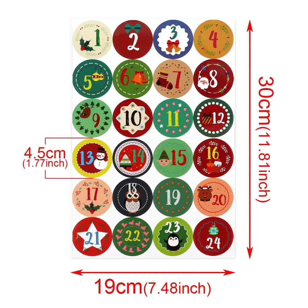 Christmas Gift Stickers Advent Calendar Number Paper