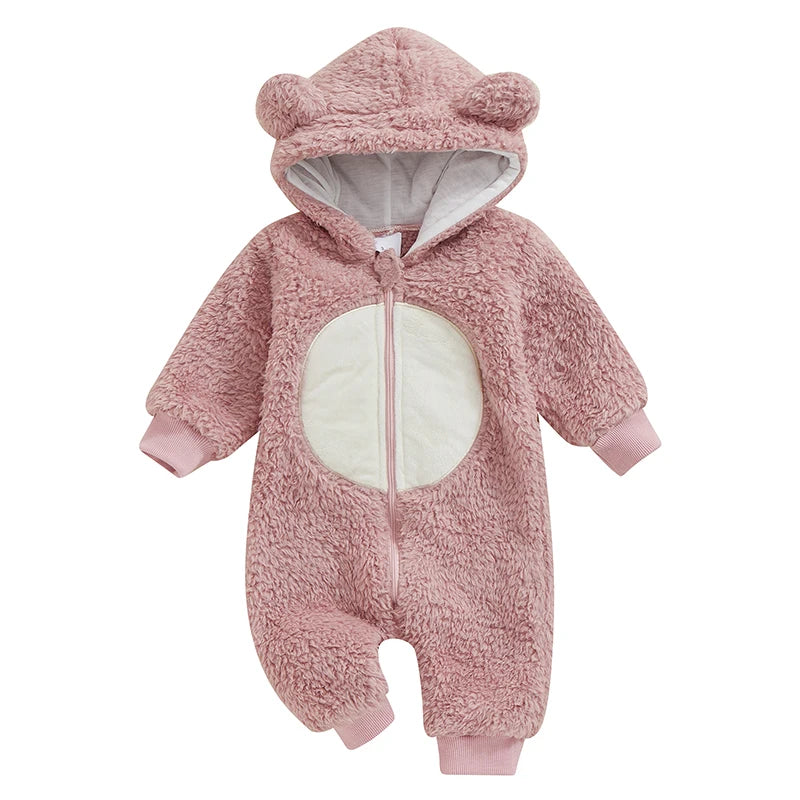 Cute Baby Boys Hooded Bear Romper Ears Tail Warm in USA