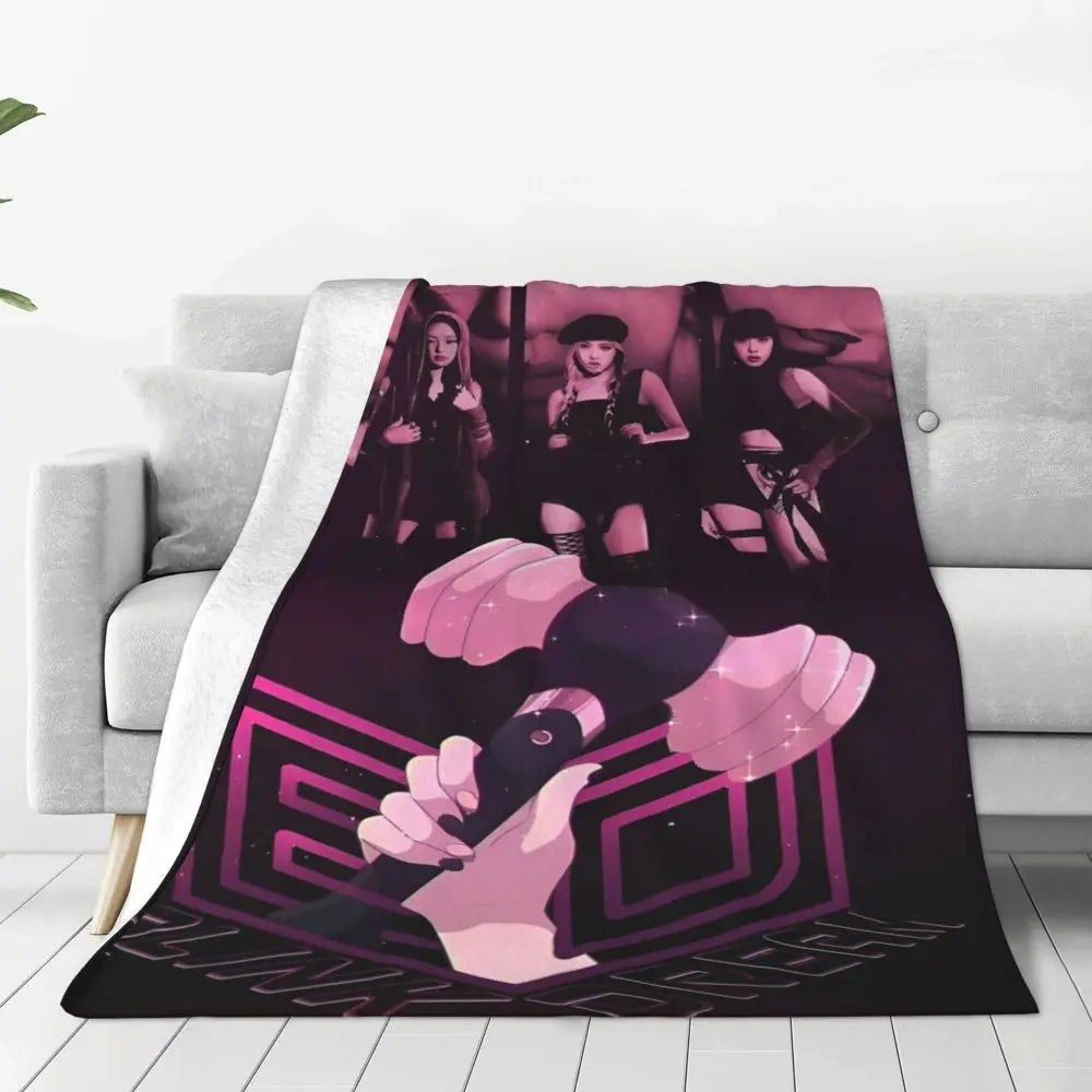 Music Idol Black-Pinks Girl Blankets Flannel All Season in USA