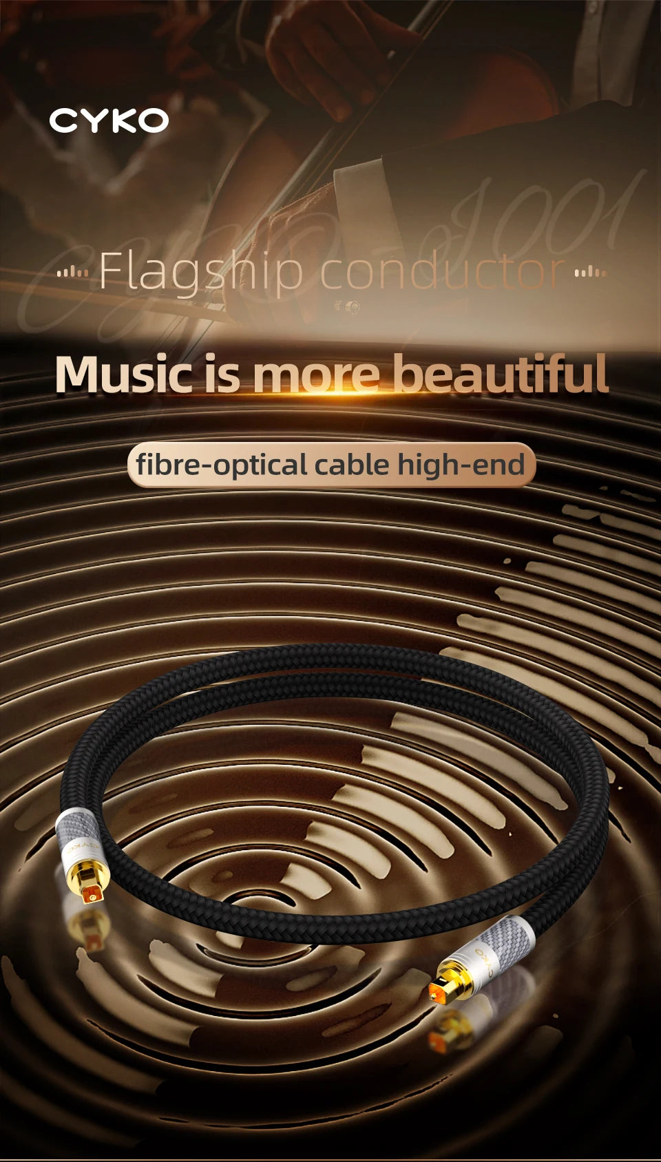 CYKO Digital Optical Audio Cable Toslink SPDIF hifi in USA.