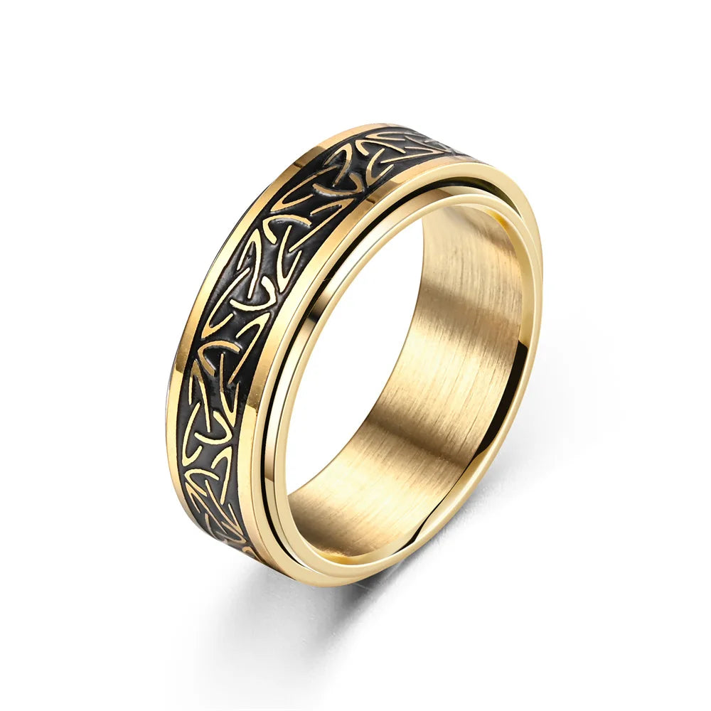 Viking Celtic Knot Rune Rotating Anxiety Joint Ring Men in USA