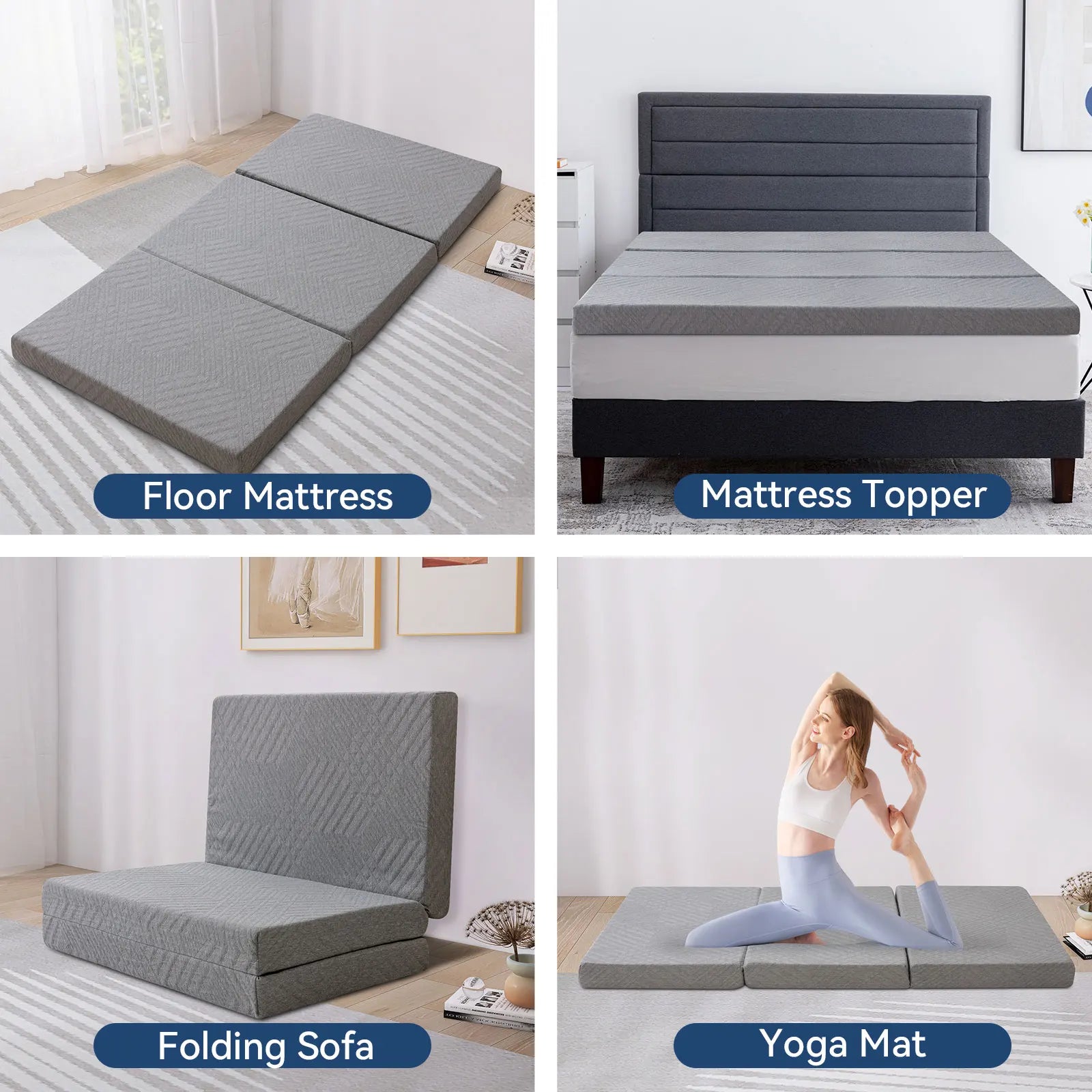 Hcore Folding Mattress, 4 Inch Foldable Memory Foam Mattress