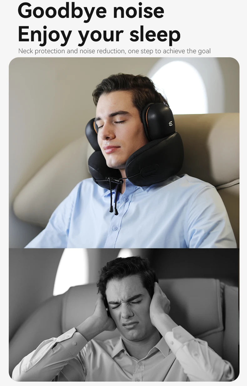 Travel Pillow U-shaped Neck Pillow Noise Cancelling Memory Foam