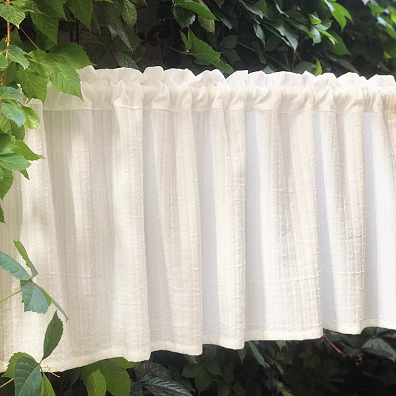 White Kitchen Sheer Valance Curtains Voile Sheer Cafe Window Curtain in USA