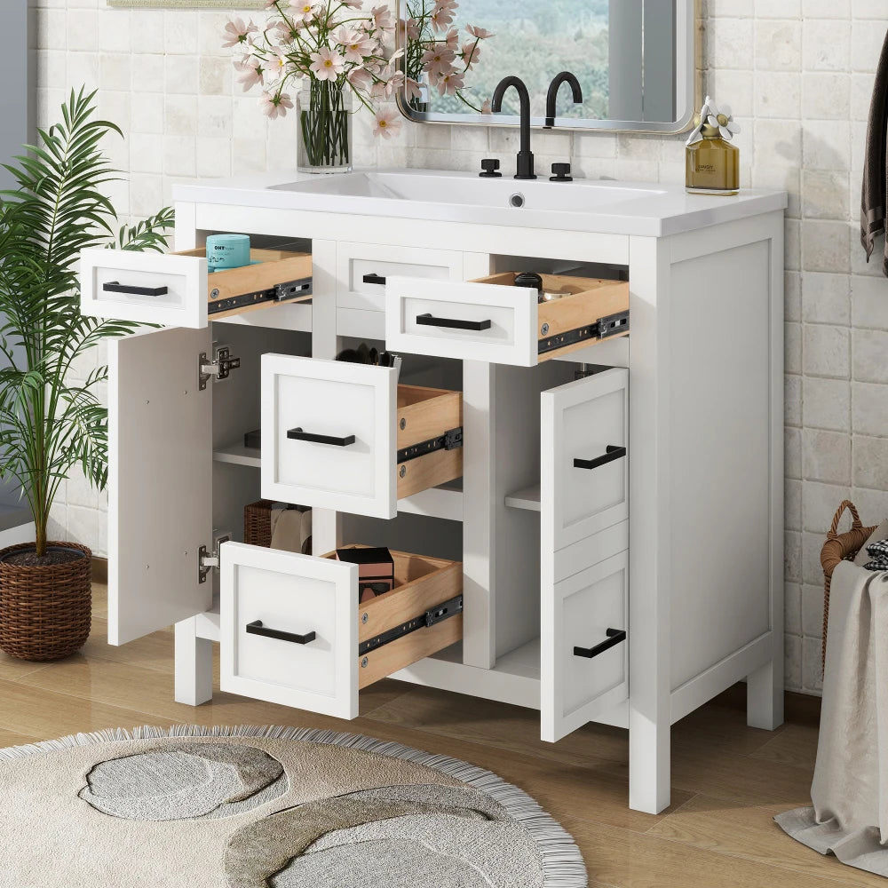 Bathroom Vanity Cabinet with Resin Integrated Sink in USA.