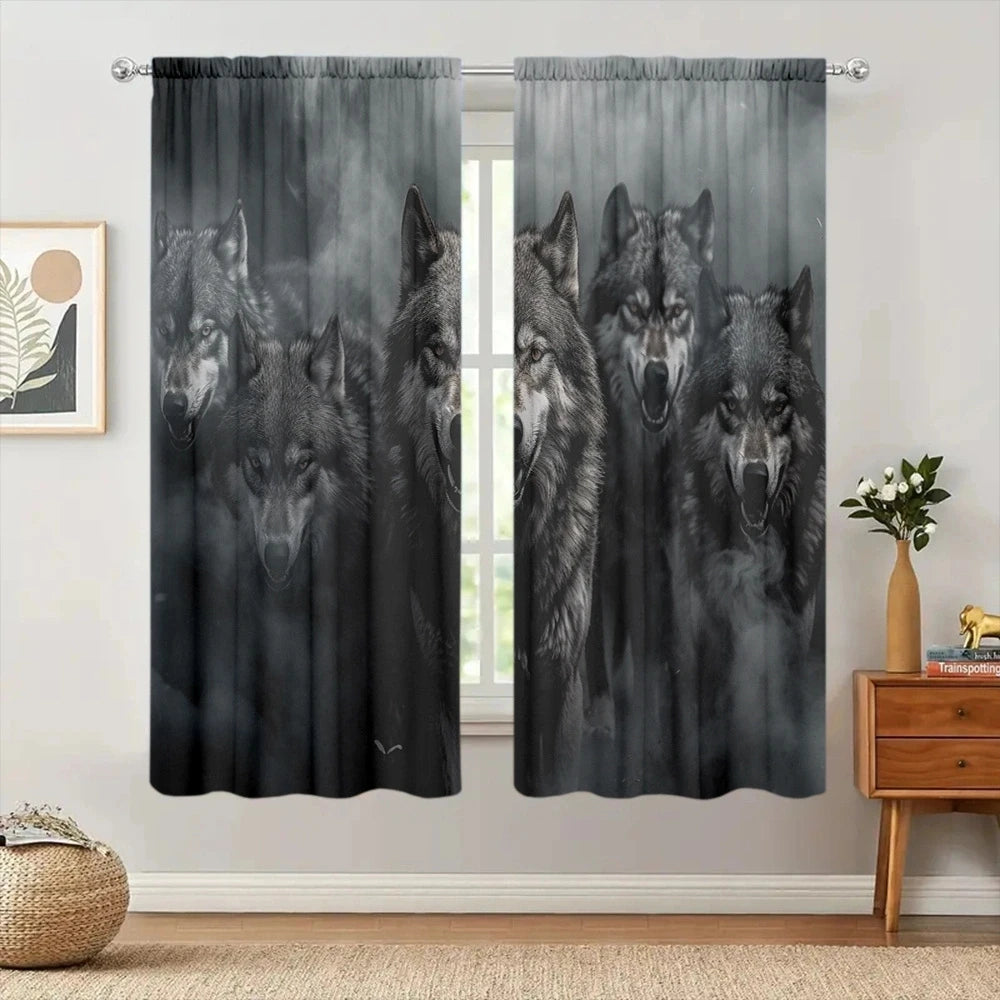 Wolf Pack Printed Curtain for Home Decor - Rod Pocket Window in USA