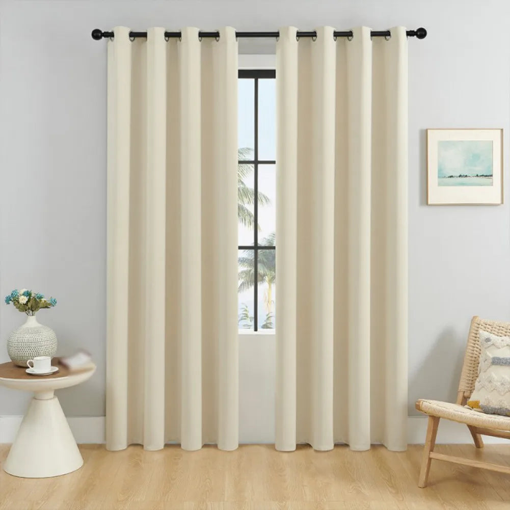 Thickened Blackout Curtains A Pair Push Pull Rings in USA