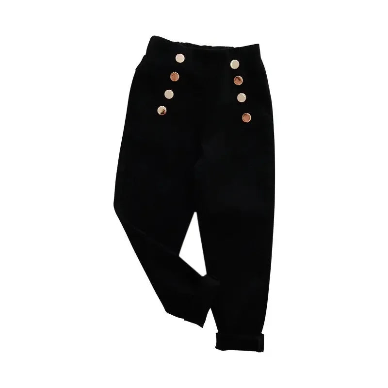 Girls Fashion Tight Pant Buttons Baby Kids Children Trousers in USA