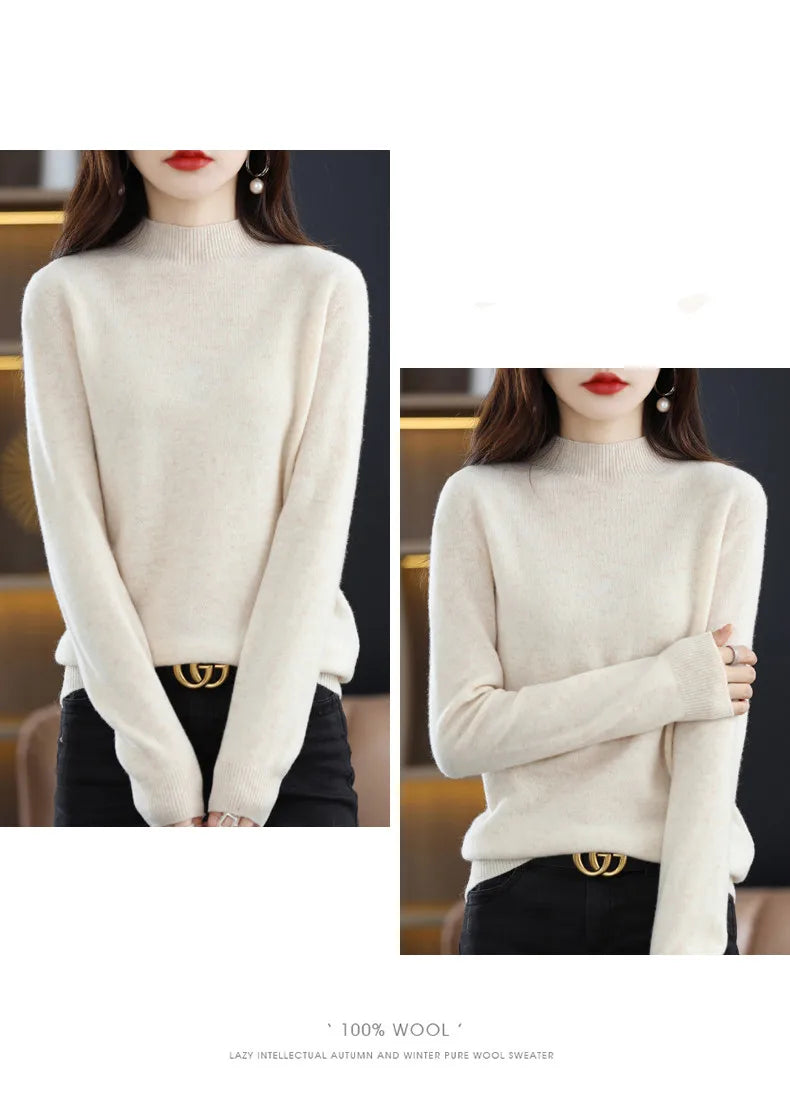 Pure Wool Half-neck Pullover In Autumn And Winter New Cashmere in USA