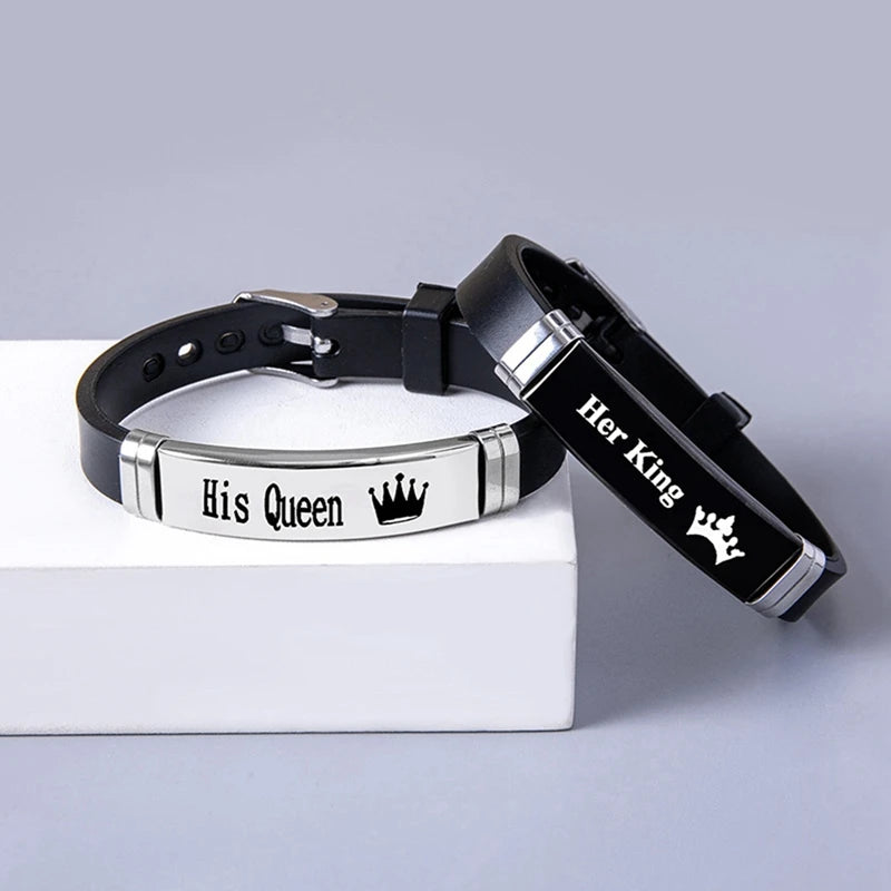 His Queen Trendy Sport Silicone Couple Bracelet in USA