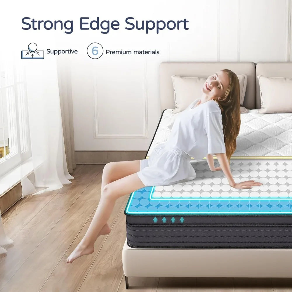 Queen Size Mattresses - Strengthen 12 Inch Hybrid Mattress Box