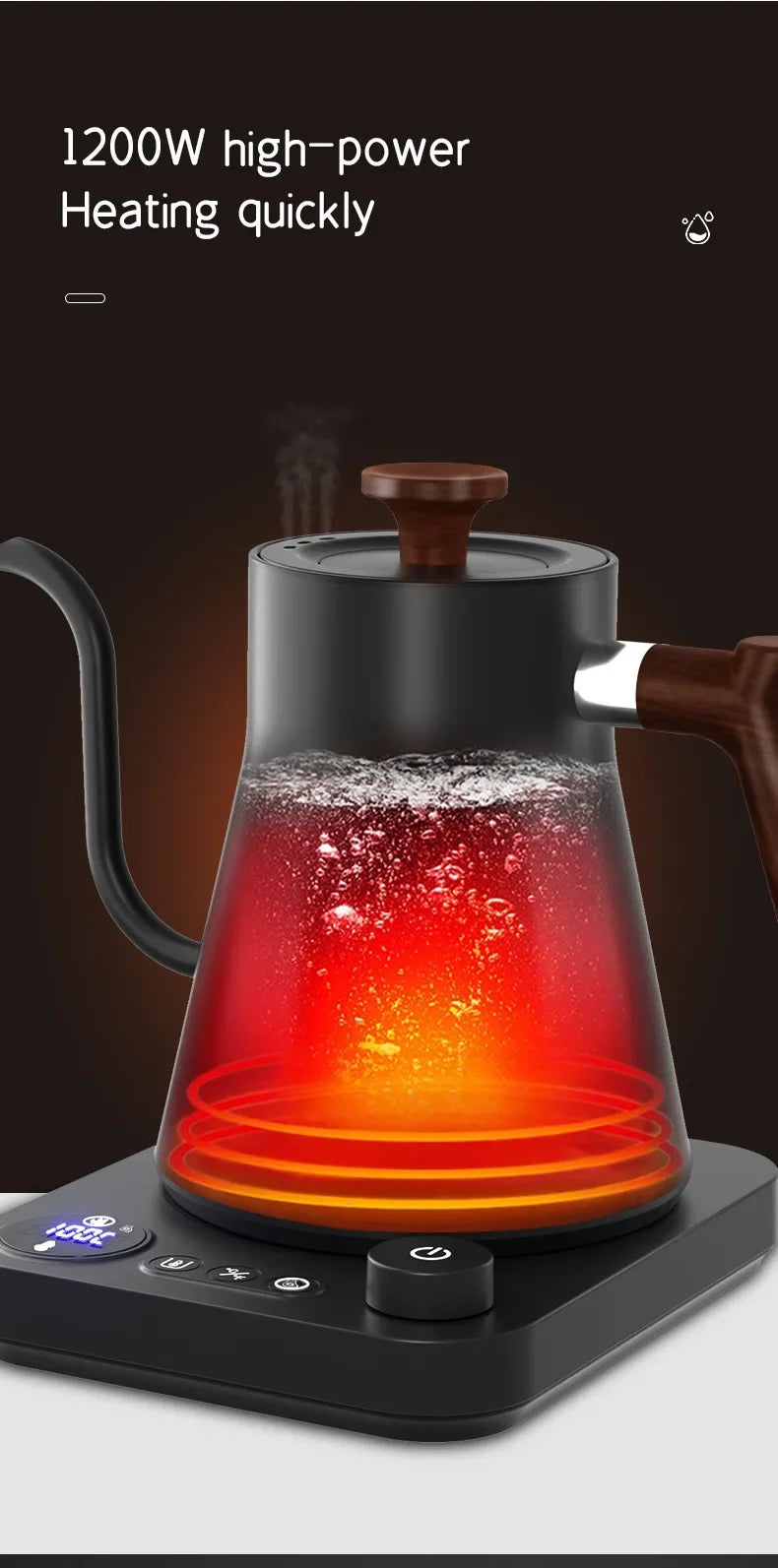 Electric Gooseneck Kettle Hand Brew Coffee Pot Smart IN USA.