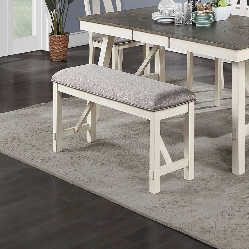 Dining Room Furniture Bench Gray Fabric Cushion Seat IN USA.