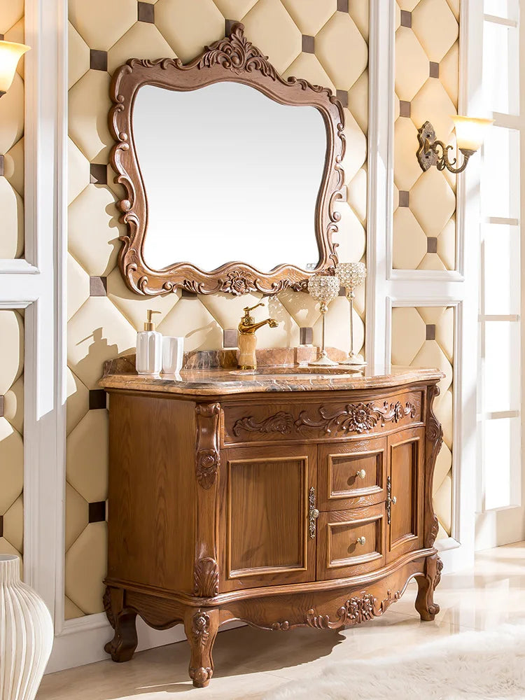 Aoweiguan European-Style Bathroom Cabinet Oak Solid Wood in USA.