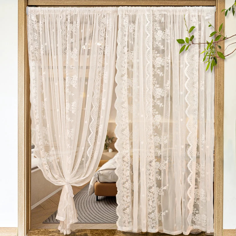 YanYangTian Romantic Lace Sheer Rod Pocket Luxury Curtain IN USA.