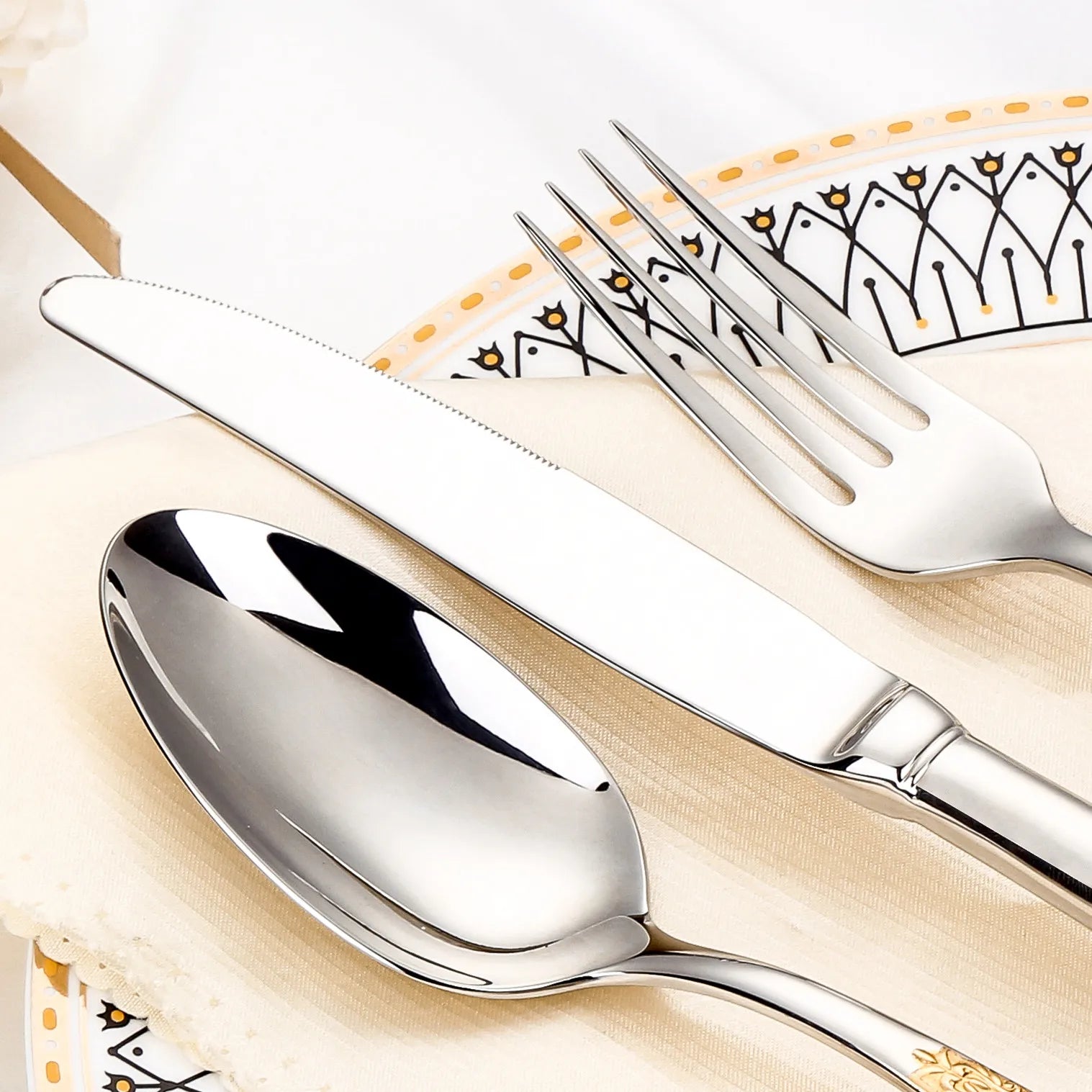 PCS Luxury Gold Plated Flatware Set Dishwasher Safe