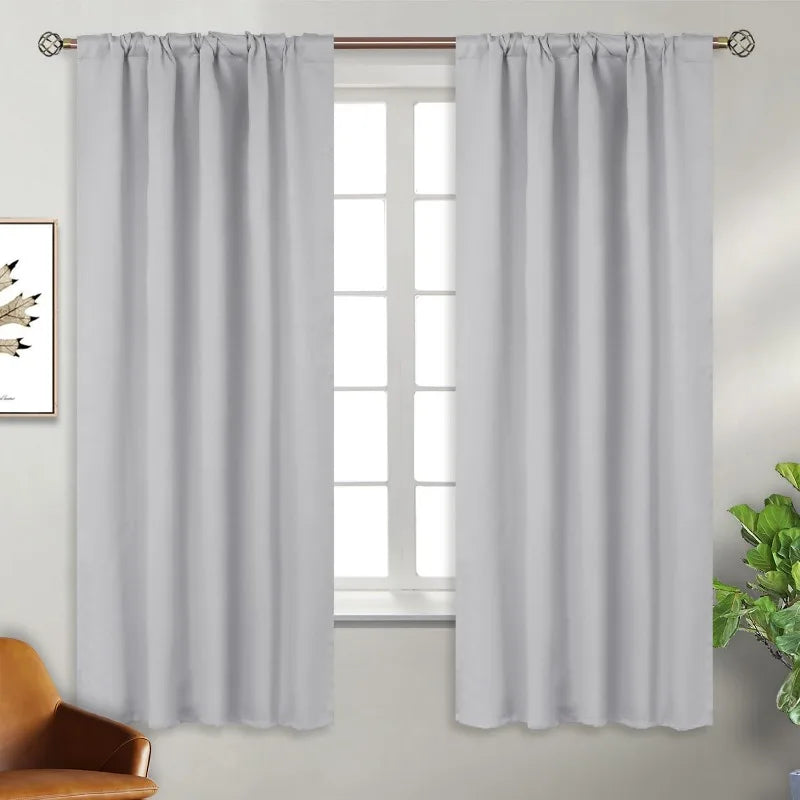 Navy Blue Elegant Blackout Curtains Rod Pocket in USA