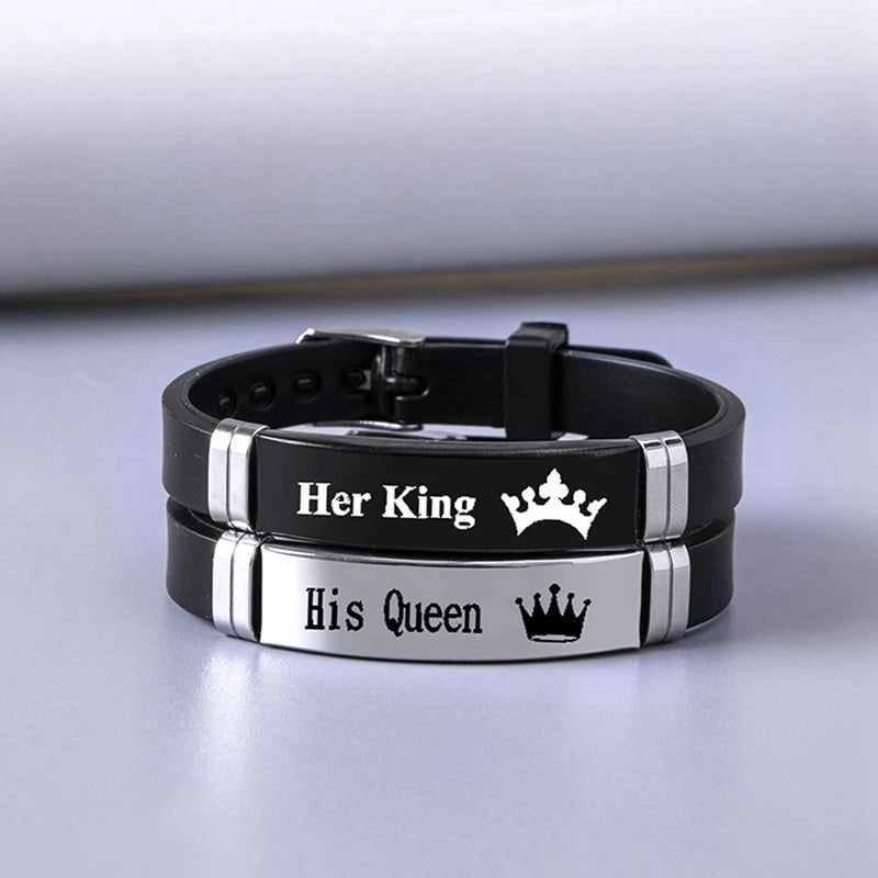 His Queen Trendy Sport Silicone Couple Bracelet in USA