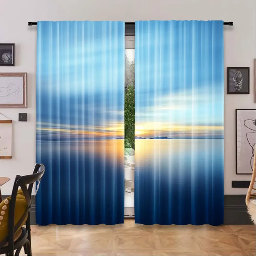 Blue Curtain Romantic Scenery Photoart Dusk Sunset Over in USA