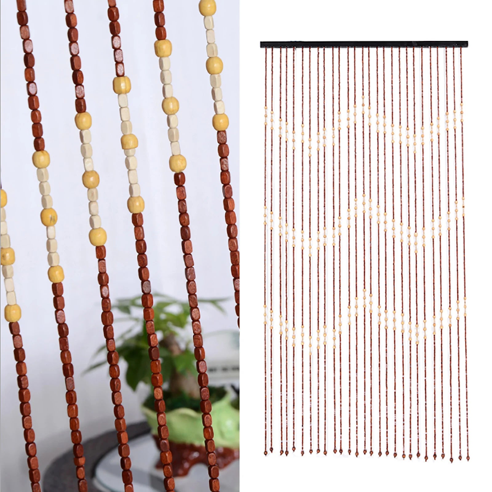 Natural Wood Bamboo Beaded Curtain Fly Screen in USA