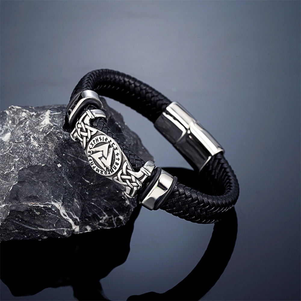 Norse Rune Hrungnir's Heart Genuine Leather Bracelet in USA