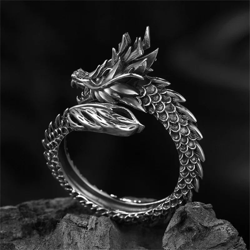 Jisensp Gothic Punk Dragon Ring Men Retro Viking Animal in USA