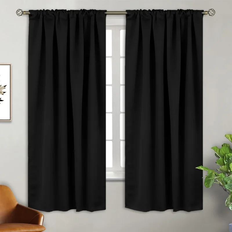 Navy Blue Elegant Blackout Curtains Rod Pocket in USA