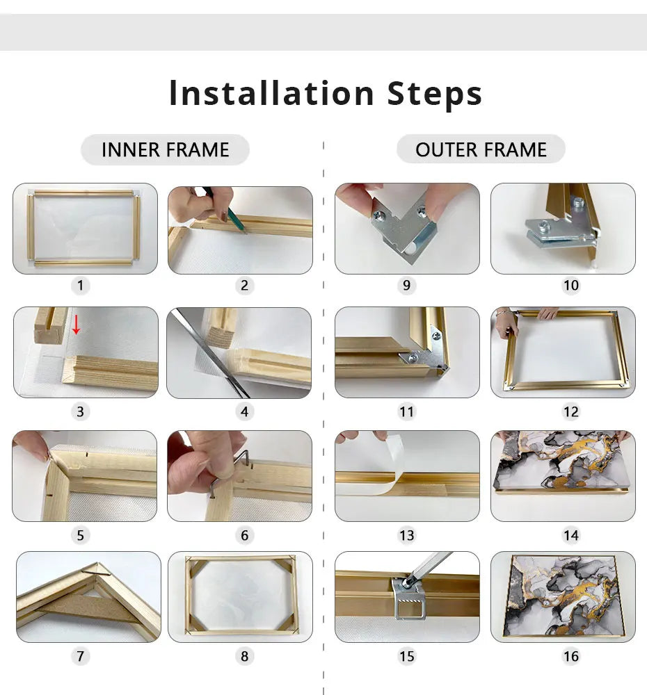 Canvas Floater Frame DIY Kit Metal Gold Large IN USA.