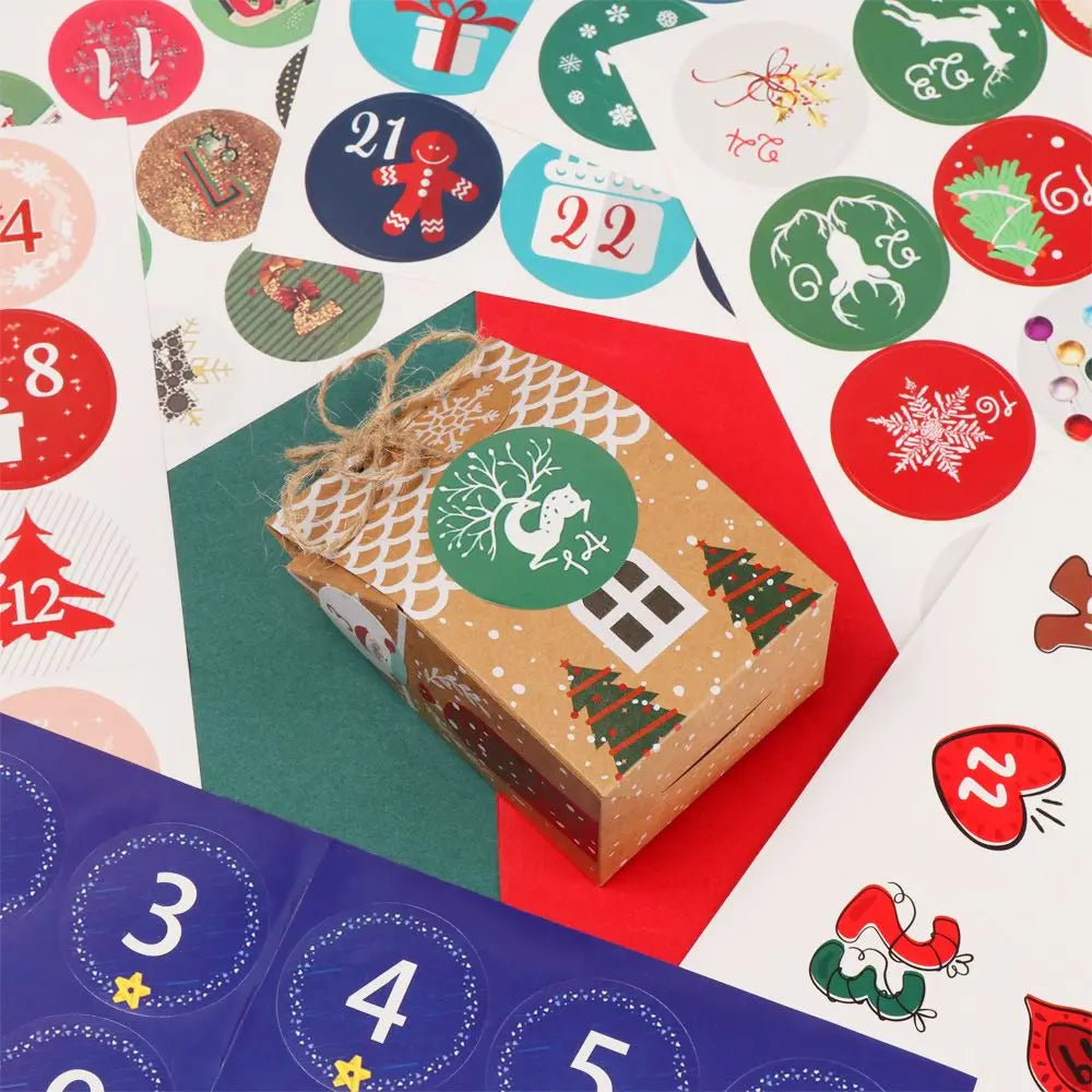 Christmas Gift Stickers Advent Calendar Number Paper