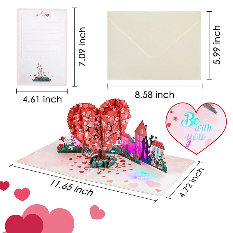 Heart-shaped Tree Valentine Card Light Music in USA