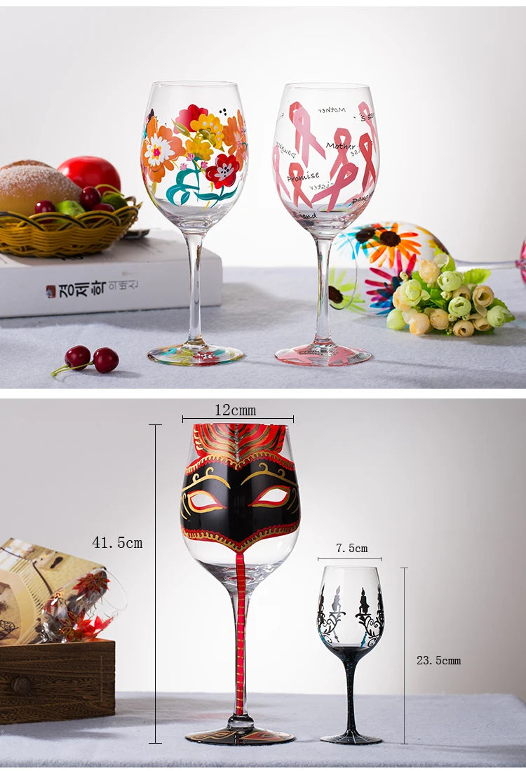 Hand Painted Wine Glass, Champagne Cup, Goblet, Crystal Cups in USA.