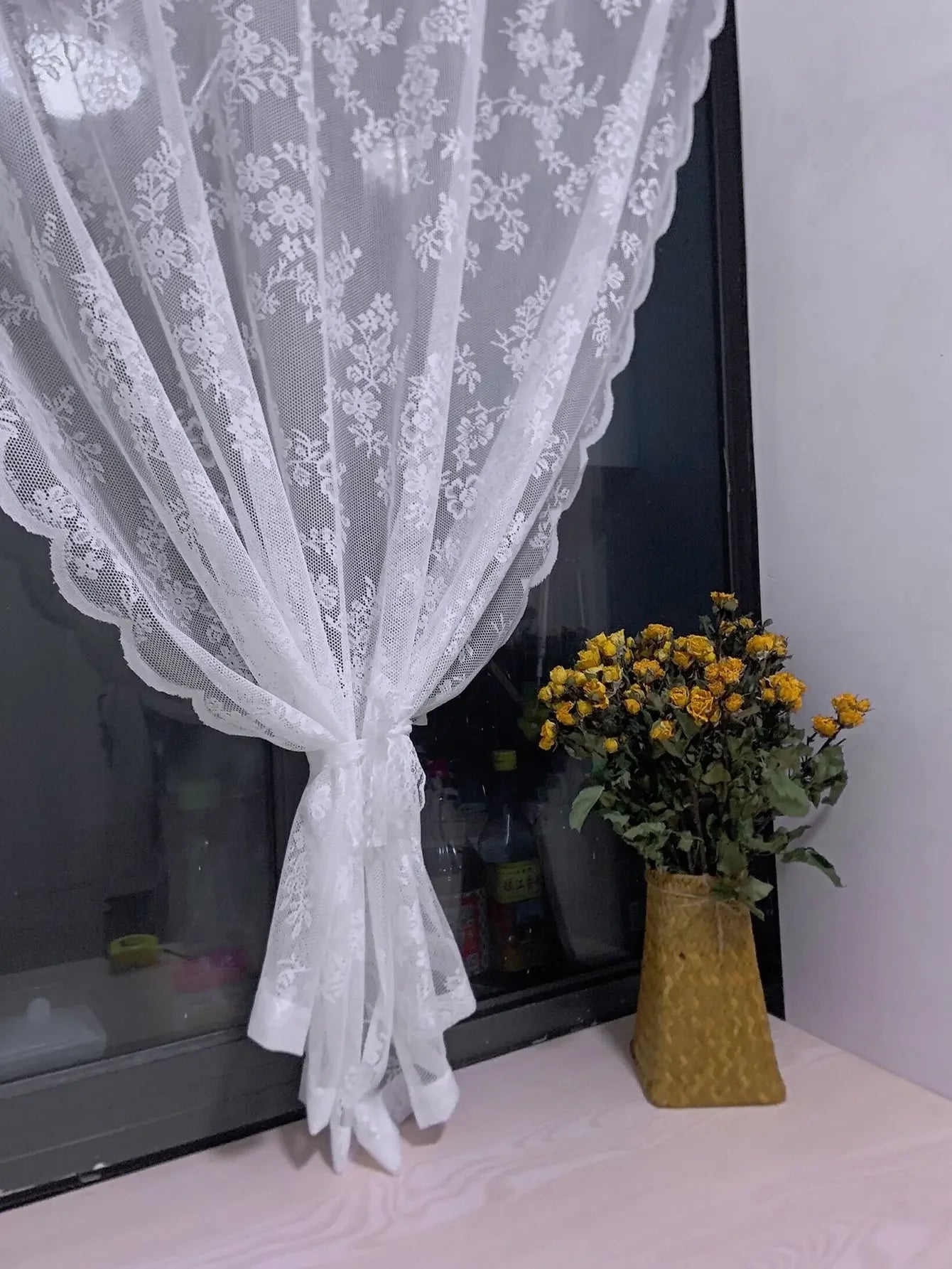 Floral Lace Sheer Curtains for Living Room Tulle Rod Pocket in USA.