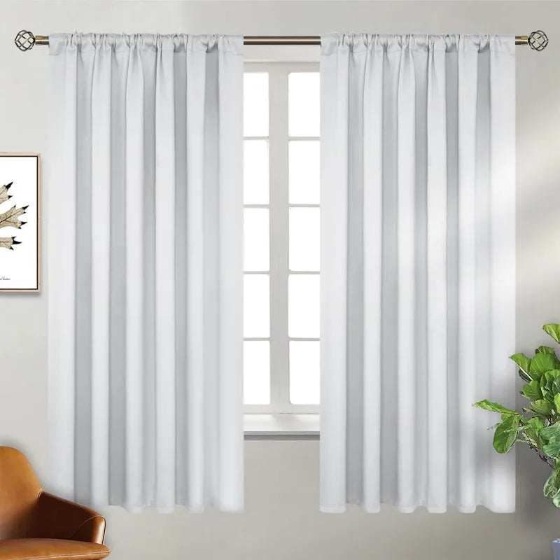 Navy Blue Elegant Blackout Curtains Rod Pocket in USA