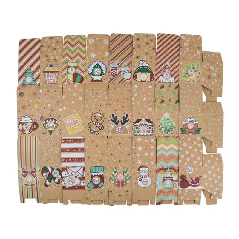 24pcs Christmas Advent Calendar Boxes DIY Paper Boxes For 24 Days Adve